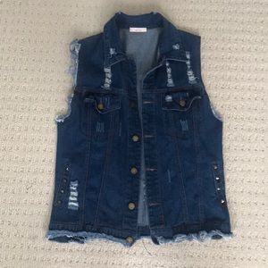 Kaitlyn Oversized Destroyed Denim Vest